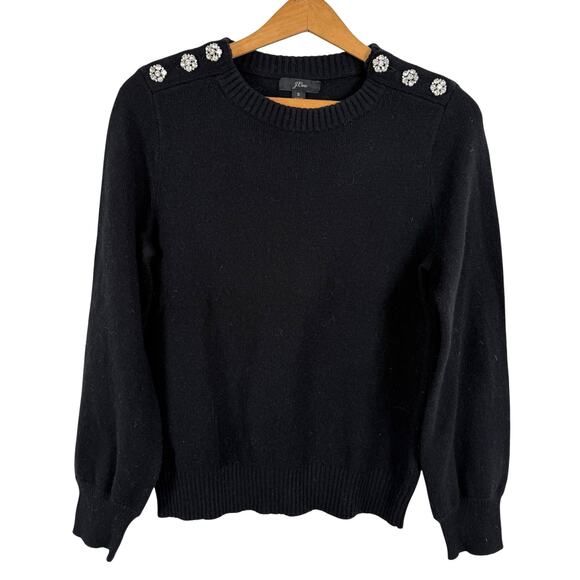 J. Crew Women Embellished Sweater Size Small Rhinestones Preppy Classic Feminine - Picture 1 of 7
